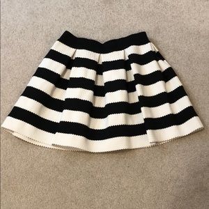 Structured Stretchy Striped Skirt Black and White